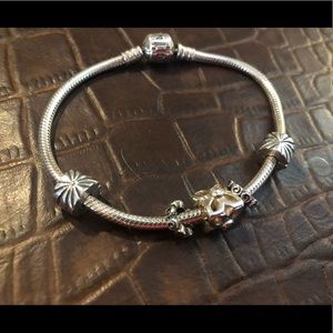 Authentic Pandora Bracelet with 3 charms